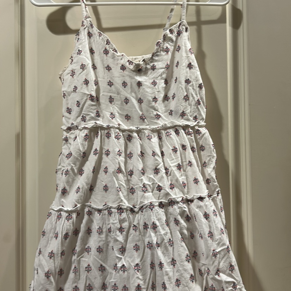 Sim & Sam embroidered spaghetti adjustable strap mini tiered ruffle dress size S